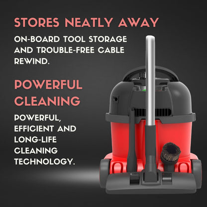 Numatic NRV240-11 Henry Commercial Vacuum Cleaner – 620W, 9L Capacity, Red