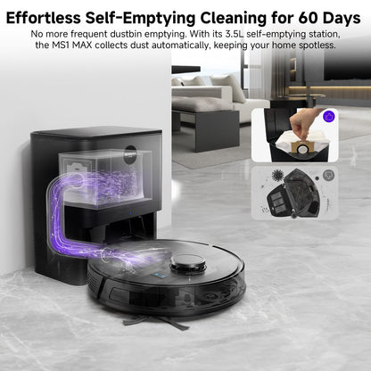 MONSGA Robot Vacuum Cleaner with Mop – 5000Pa Suction, LiDAR Navigation & Self-Emptying